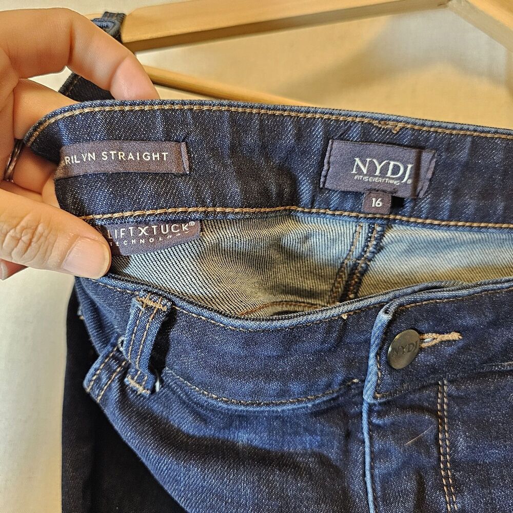NYDJ Jeans Marilyn Straight Dark Blue Lift Tuck Technology size 16 Womens - Picture 3 of 7